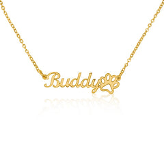 Classic Paw Print Name Necklace